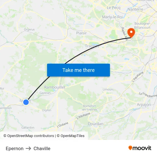 Epernon to Chaville map