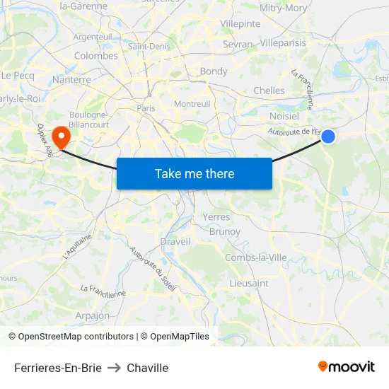 Ferrieres-En-Brie to Chaville map