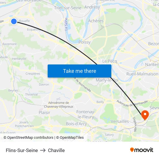 Flins-Sur-Seine to Chaville map