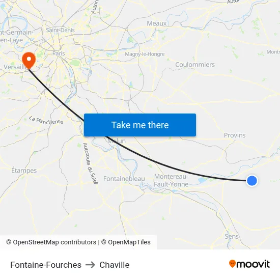Fontaine-Fourches to Chaville map
