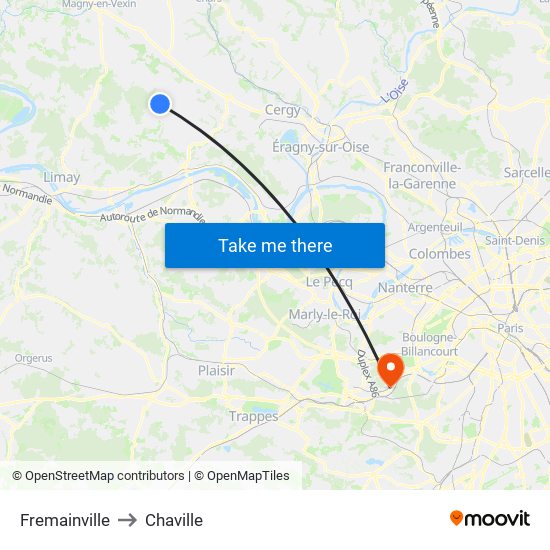 Fremainville to Chaville map
