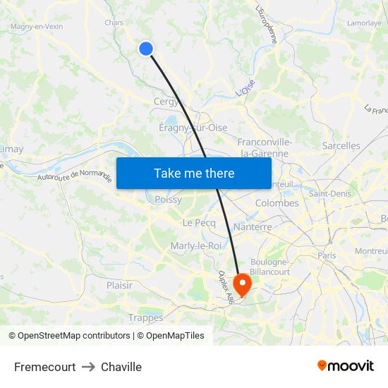 Fremecourt to Chaville map