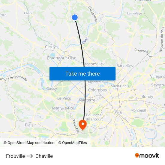 Frouville to Chaville map