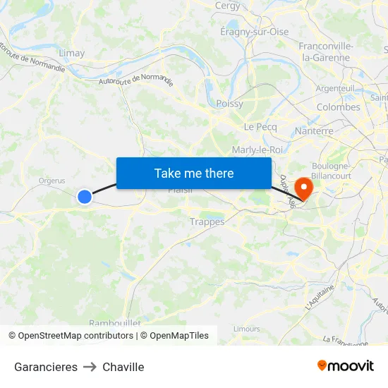 Garancieres to Chaville map
