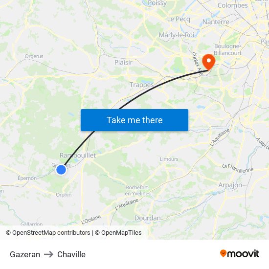 Gazeran to Chaville map