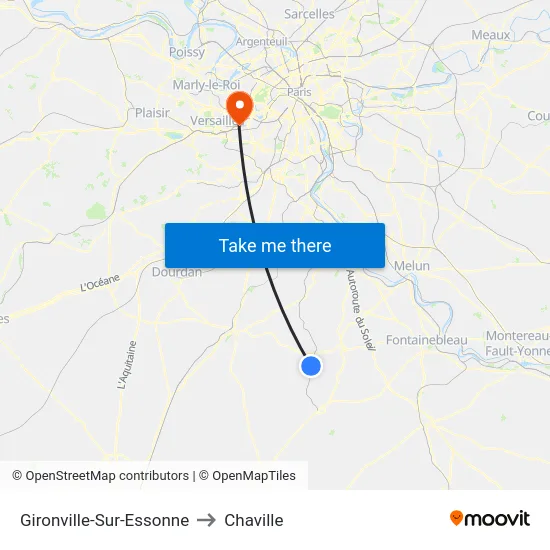 Gironville-Sur-Essonne to Chaville map