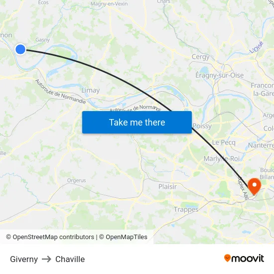 Giverny to Chaville map