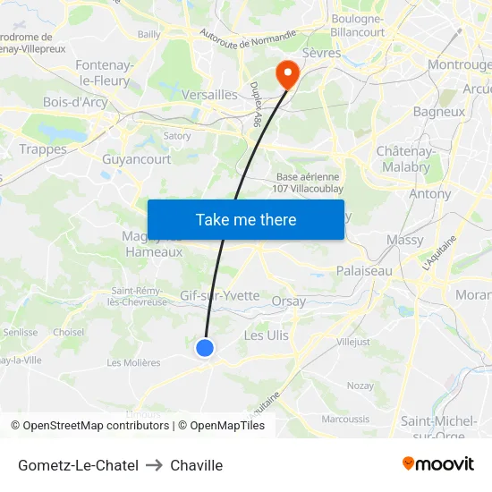 Gometz-Le-Chatel to Chaville map