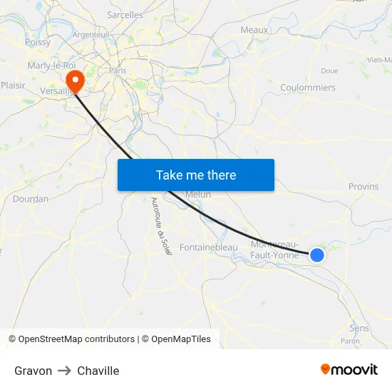 Gravon to Chaville map