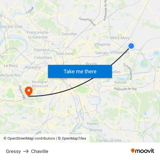Gressy to Chaville map