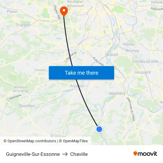 Guigneville-Sur-Essonne to Chaville map