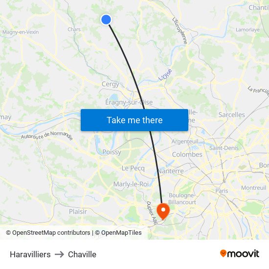 Haravilliers to Chaville map
