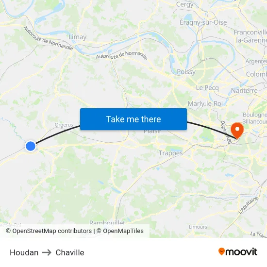 Houdan to Chaville map