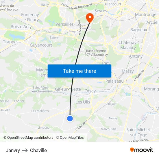 Janvry to Chaville map