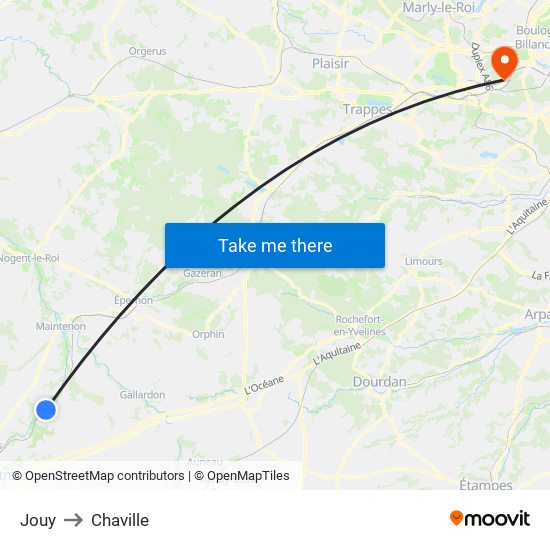 Jouy to Chaville map