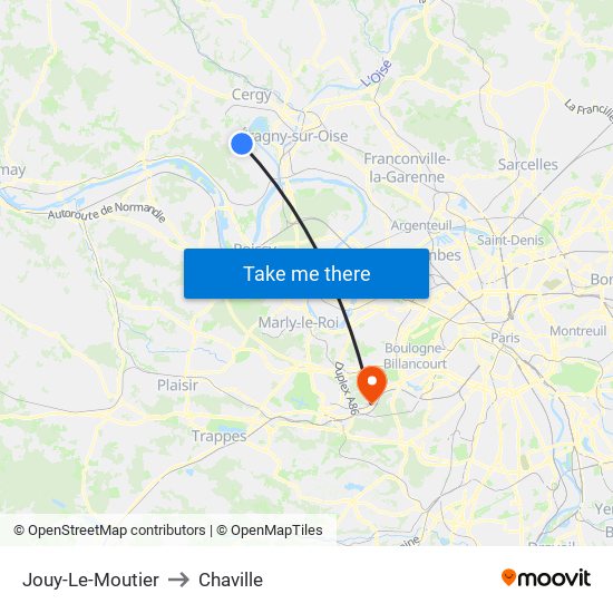 Jouy-Le-Moutier to Chaville map