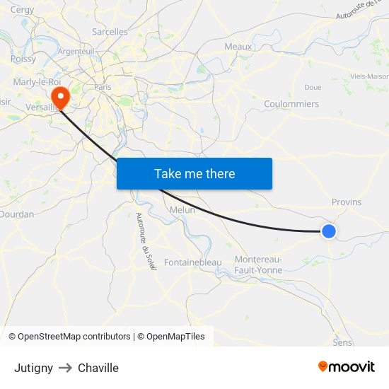 Jutigny to Chaville map