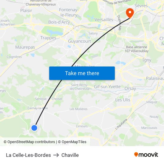 La Celle-Les-Bordes to Chaville map