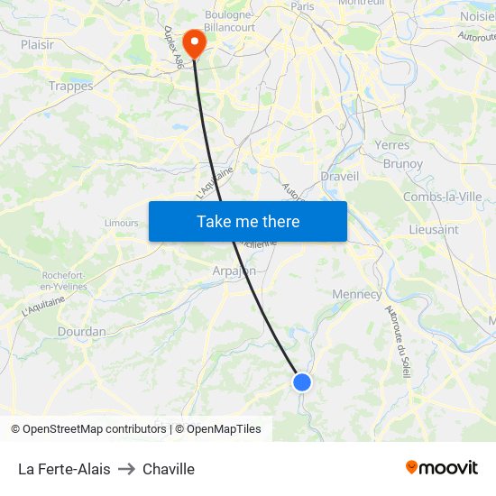 La Ferte-Alais to Chaville map