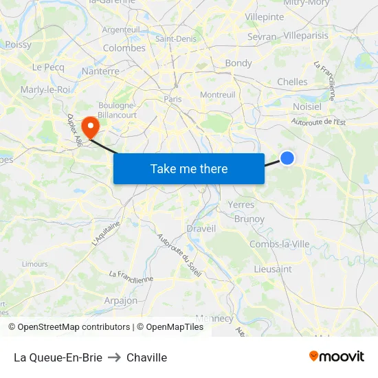 La Queue-En-Brie to Chaville map