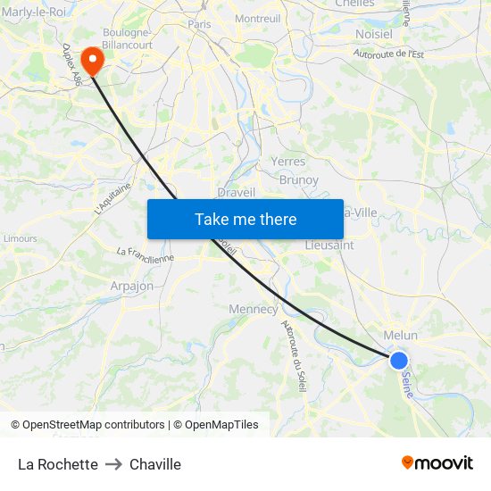 La Rochette to Chaville map