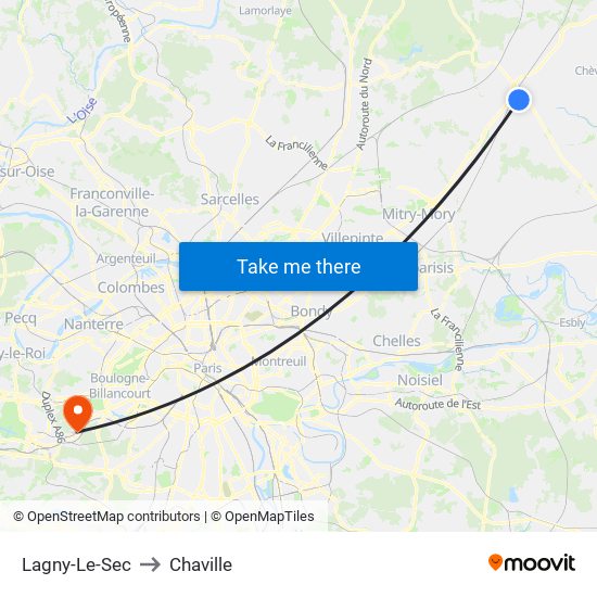 Lagny-Le-Sec to Chaville map