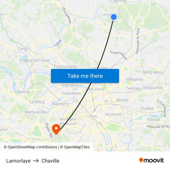 Lamorlaye to Chaville map