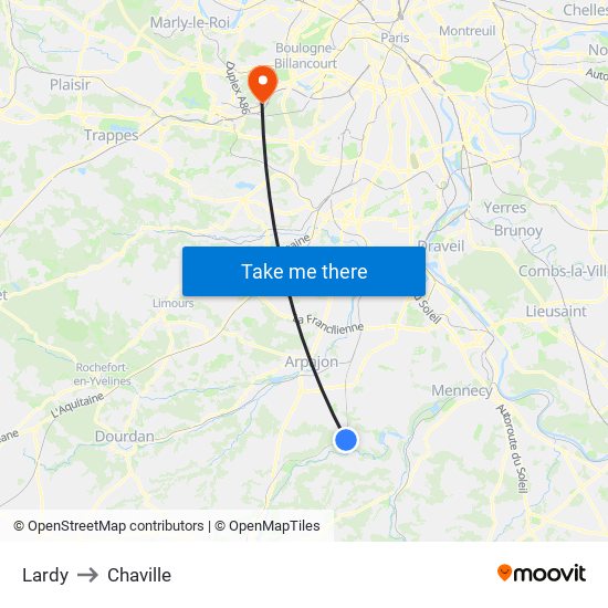 Lardy to Chaville map