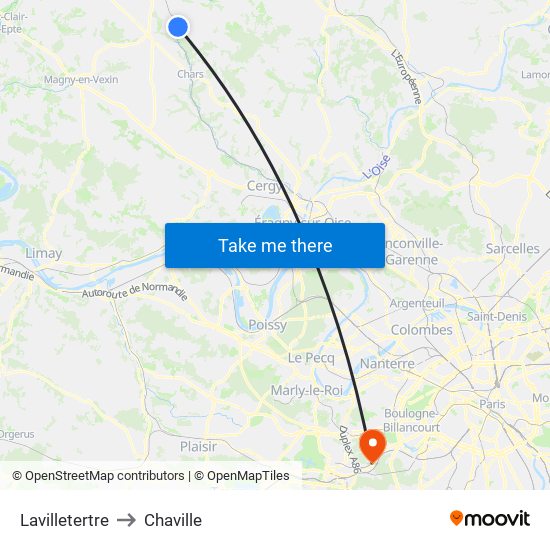 Lavilletertre to Chaville map