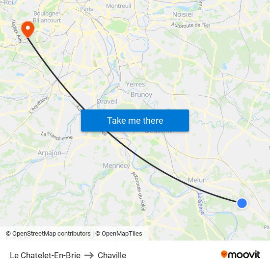 Le Chatelet-En-Brie to Chaville map