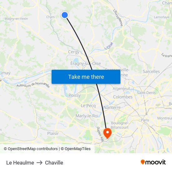Le Heaulme to Chaville map