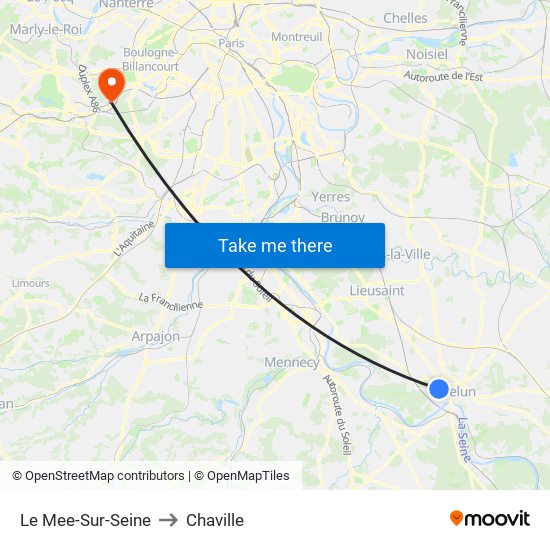 Le Mee-Sur-Seine to Chaville map