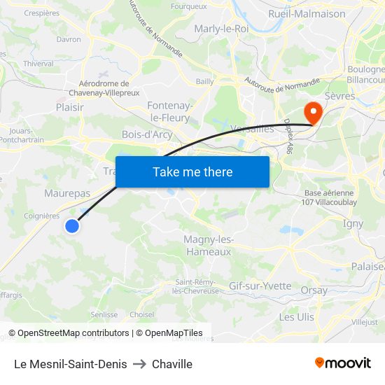 Le Mesnil-Saint-Denis to Chaville map