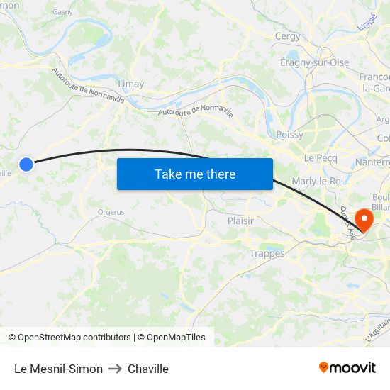 Le Mesnil-Simon to Chaville map