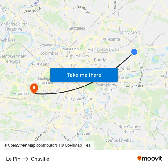 Le Pin to Chaville map