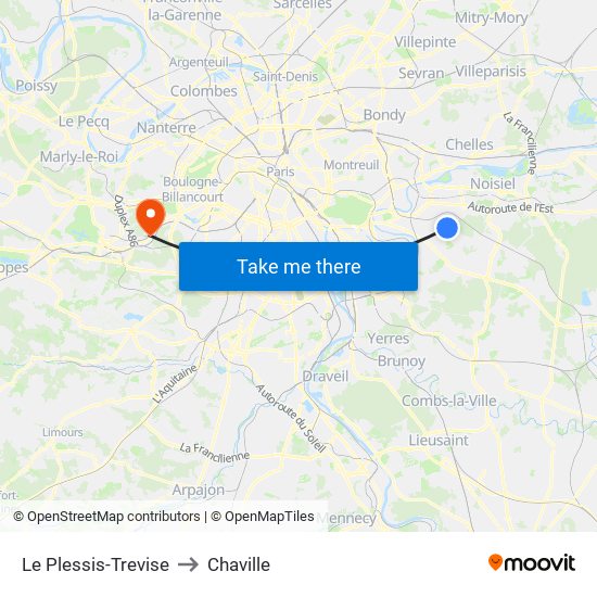 Le Plessis-Trevise to Chaville map