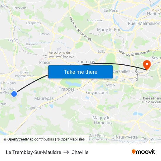 Le Tremblay-Sur-Mauldre to Chaville map