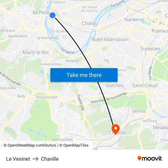 Le Vesinet to Chaville map