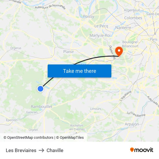 Les Breviaires to Chaville map