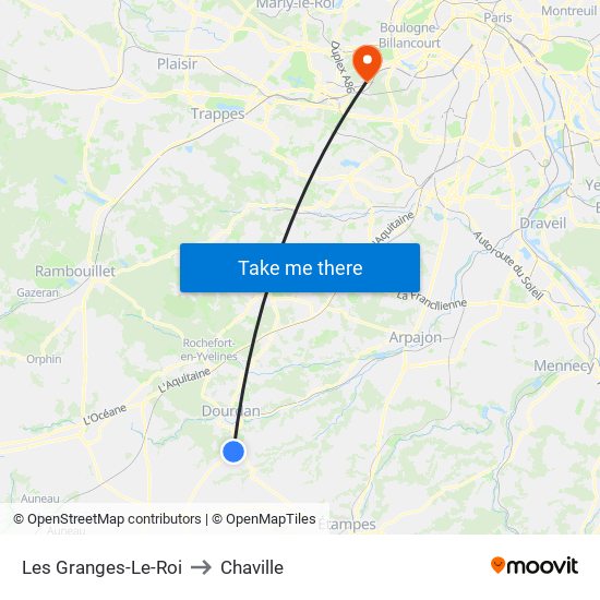 Les Granges-Le-Roi to Chaville map