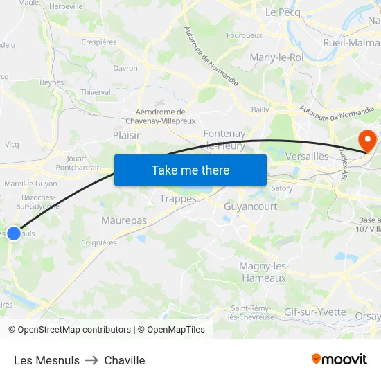 Les Mesnuls to Chaville map