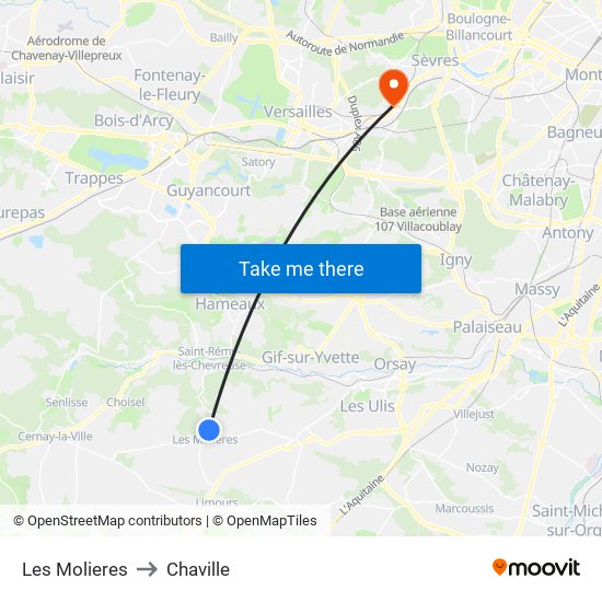 Les Molieres to Chaville map