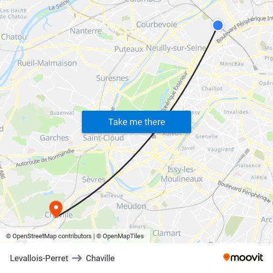 Levallois-Perret to Chaville map