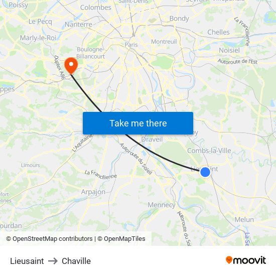 Lieusaint to Chaville map