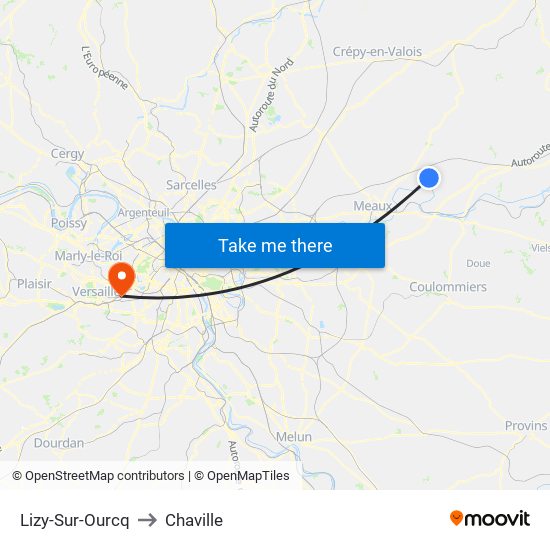 Lizy-Sur-Ourcq to Chaville map