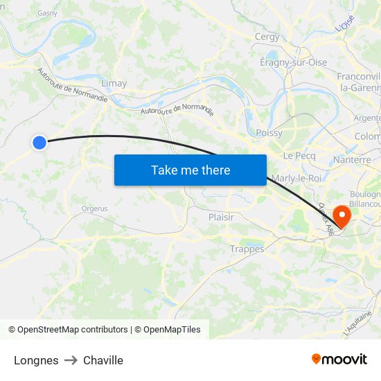 Longnes to Chaville map
