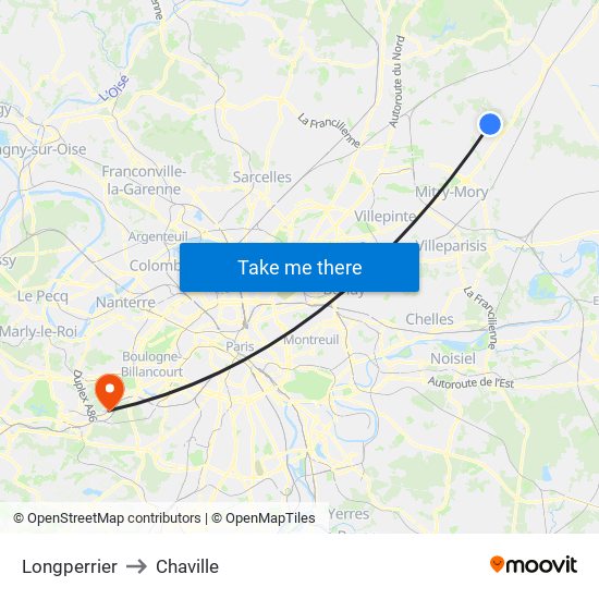Longperrier to Chaville map
