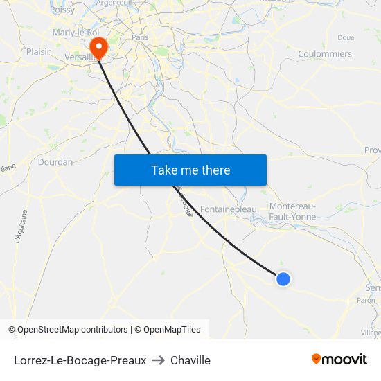 Lorrez-Le-Bocage-Preaux to Chaville map