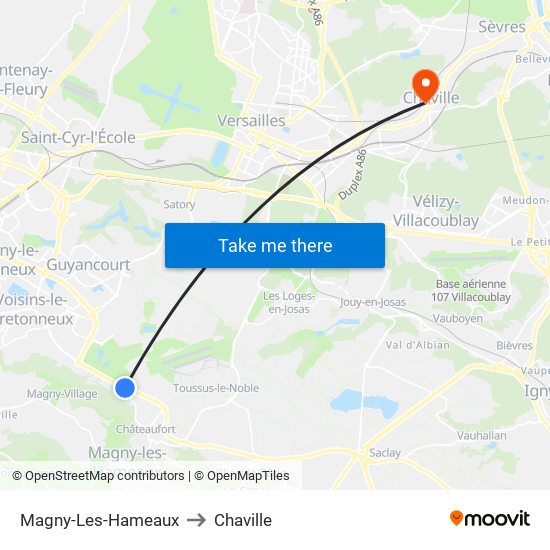 Magny-Les-Hameaux to Chaville map