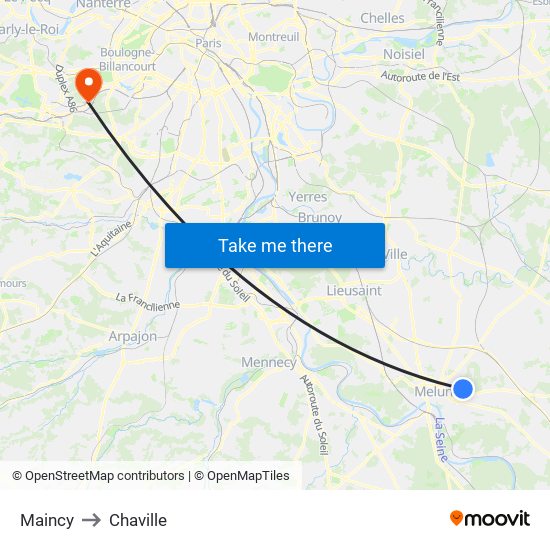 Maincy to Chaville map